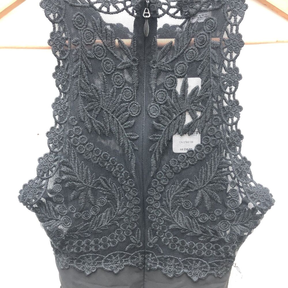 Bebe Top Womens XXS Hi-Lo Embroidered Tulle Lace Overlay‎ Whimsigoth Witchy - Picture 7 of 9
